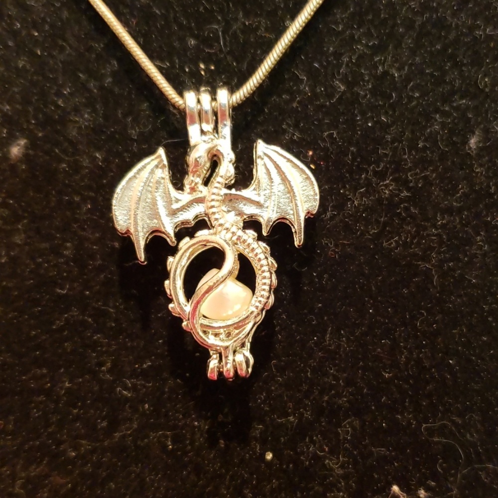 Medieval Dragon Necklace with Pearl